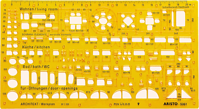 Aristo Architekten Werkplanschablone AH5061/70-AH5061 225x125x1,2 mm Werkplan 1:100 Inh.1