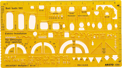 Aristo Architekten Werkplanschablone I AH5060/70-AH5060 225x125x1,2 mm Architekt 1, 1:50 Inh.1