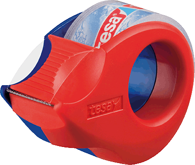Tesa Klebebandabroller mini kristallklar/57858-00000-00 rot/blau