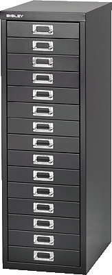 Bisley Schubladenschrank Basis/L3915833 H857xB278xT380 mm schwarz Stahl