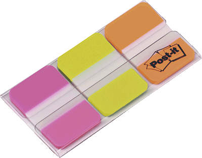 Post-it Index Haftstreifen Strong/686PGO 25,4x38 mm pink/grün/orange Inh.3x 22