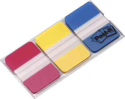 Post-it Index Haftstreifen Strong/686RYB 25,4x38 mm rot/gelb/blau Inh.3x 22