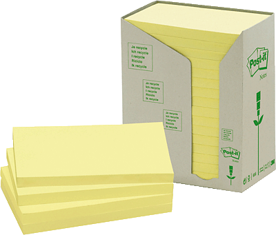 Post-it Haftnotiz Recycling/655-1T 127 x 76 mm gelb Inh.16