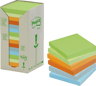Post-it Haftnotiz Recycling/654-1RPT 76 x 76 mm pastell Inh.16