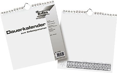 Folia Bastel-Dauerkalender/23600 23x24cm weiß/schwarz
