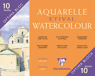 Clairefontaine Aquarellblöcke ETIVAL, fein /96571C 24x30cm 300g