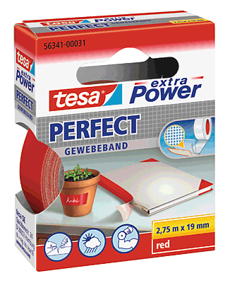 Tesa Gewebeband 2.75m:19mm/56341-00031-03 2,75mx19mm rot
