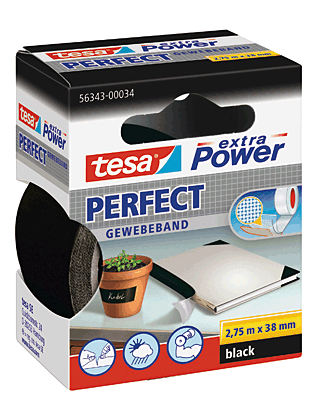 Tesa Gewebeband 2.75m:38mm/56343-00034-03 2,75m:19mm schwarz