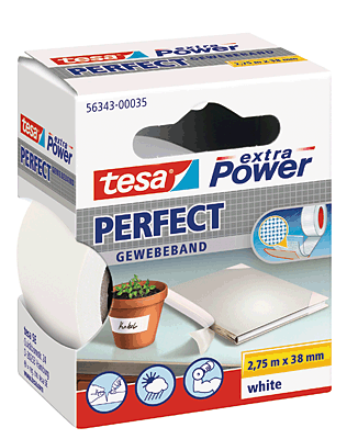 Tesa Gewebeband 2.75m:38mm/56343-00035-03 38mmx2,75m weiß