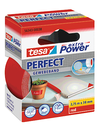 Tesa Gewebeband 2.75m:38mm/56343-00038-03 38mmx2,75m rot