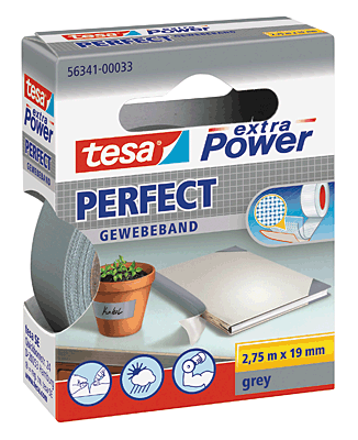 Tesa Gewebeband 2.75m:19mm/56341-00033-03 2,75mx19mm grau