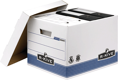 Fellowes Archivboxen mit Deckel/0026101 HxBxT 333x285x390mm blau/weiß