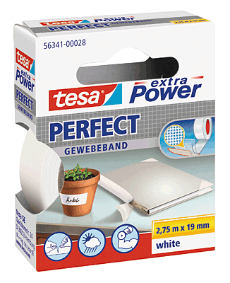 Tesa Gewebeband 2.75m:19mm/56341-00028-03 2,75mx19mm weiß
