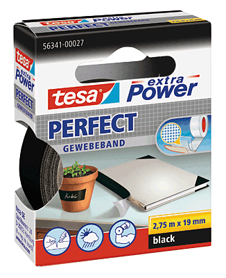 Tesa Gewebeband 2.75m:19mm/56341-00027-03 19mmx2,75m schwarz