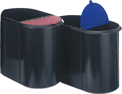 Helit Papierkörbe/H6103993 20L + 9L schwarz/blau