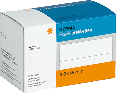 Herma Frankieretiketten/4319 163 x 45 mm weiß Blattgröße 163 x 90 mm Inh.1000