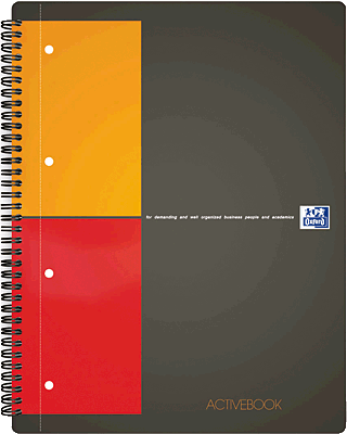Oxford Collegeblock Easybook/357001411 DIN A5+ schwarz/rot/orange kariert 80g/qm