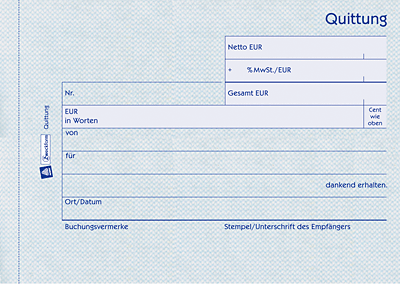 Avery Zweckform Quittungen mit MwSt-Nachweis/1250 DIN A6 quer weiß Blauer Engel Inh.100 Blatt