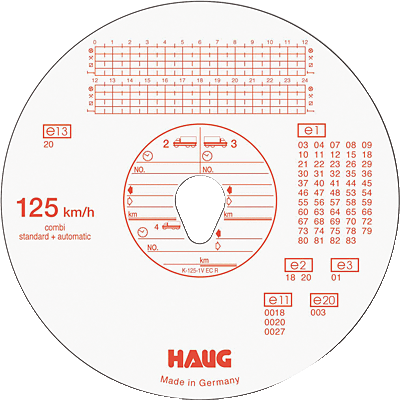 RNK Tachoscheiben 100er Pack 125 km/h Automatic, Haug-Nr. 125 151/3101 Ø12 cm
