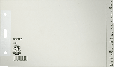Leitz Papierregister A-Z/1206-85 240x140mm grau 100g/qm