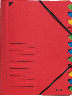Leitz Ordnungsmappe/3912-00-25 245x320 mm für:A4 rot 12-teilig 400 g/qm