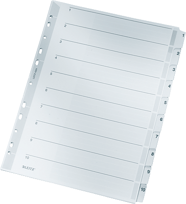 Leitz Kartonregister Zahlen/4324-00-00 A4, 225 mm, 297 mm grau 1-10 160g/qm