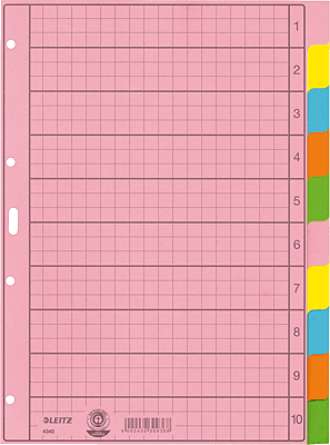 Leitz Papierregister Blanko/4340-00-00 225x297mm grau A4, 5-farbig Inh.10 Blatt