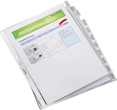 Leitz Registerhülle/4754-00 A4/130my farblos geprägt PP Inh.10-teilig