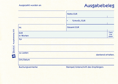 Zweckform Ausgabebeleg/303 DIN A6 quer gelb Inh.50 Blatt