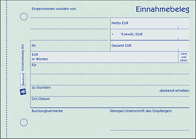 Zweckform Einnahmebeleg/304 DIN A6 quer grün Inh.50 Blatt