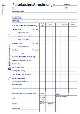 Avery Zweckform Reisekostenabrechnungen/743 DIN A5 hoch weiß Bl pro Reise Inh.50 Blatt