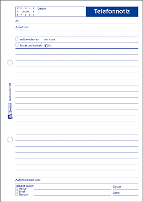 Zweckform Gesprächsnotiz Telefonnotiz/1019 DIN A5 hoch weiß Inh.50 Blatt