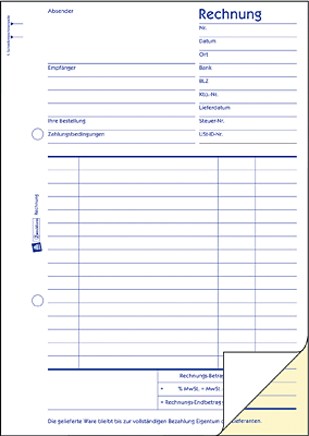 Zweckform Rechnung SD/1730 A5 hoch ws/gelb selbstdurchschreibend FSC 2x40 Blatt