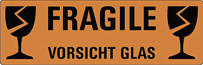 Avery Zweckform Hinweis-Etiketten Vorsicht Glas/3050 119x38 mm rot Inh.10