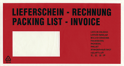 Dokumententaschen DL Lieferschein-Rechnung/522182 rot/schwarz 230x110 mm 45my Inh.1000