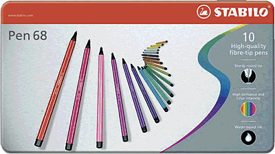 Stabilo Pen 68, Fasermaler/6810-6 1 mm sortiert Inh.10