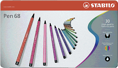 Stabilo Pen 68, Fasermaler/6830-6 1 mm sortiert Inh.30