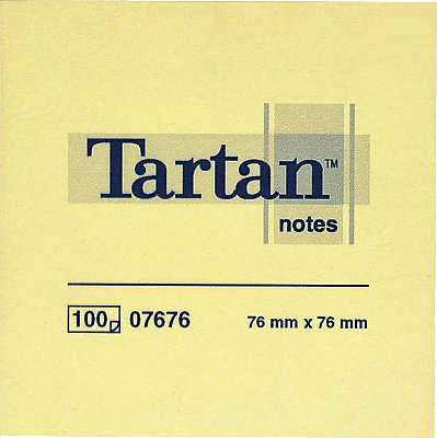 Tartan Haftnotizen/007676 76x76 mm hellgelb Inh.100 Blatt