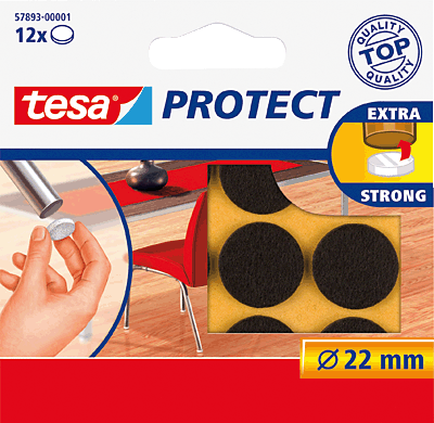 Tesa Filzgleiter, rund, braun, Ø22mm/57893-00001-00 22 mm Inh.12