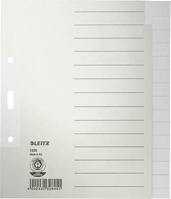 Leitz Papierregister Blanko/1225-85 170x200mm grau A5 hoch 100g/qm Inh.15 Blatt