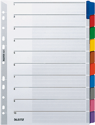 Leitz Kartonregister blanko 160 g/qm/4321-00 A4/B225xH297 mm grau 10-teilig