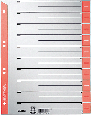Leitz Trennblätter 1652/1652-00-25 A4, 240 mm, 300 mm rot 230g/qm Inh.100