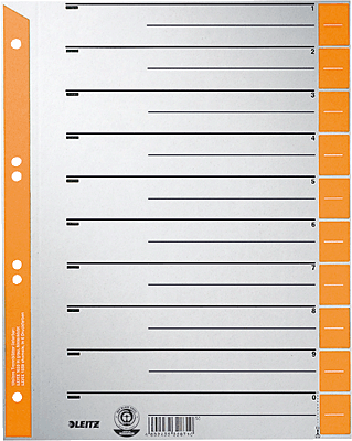 Leitz Trennblätter 1652/1652-00-45 orange 230g/qm Inh.100