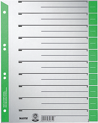 Leitz Trennblätter 1652/1652-00-55 grün 230g/qm Inh.100