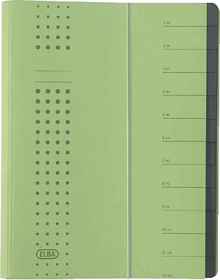 Elba Ordnungsmappe chic/42496GN für DIN A4 grün 12-teilig 450 g/qm