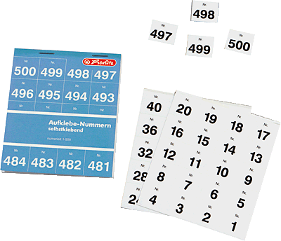 Herlitz Aufklebenummern 1-500/791871 weiß Inh.500