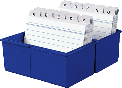 HAN Karteibox DIN A8 quer/978-14 blau Kunststoff Inh.100 Karten + A-Z Register