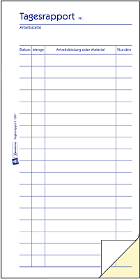 Zweckform Tagesrapport/1301 105x200 mm weiß/gelb Blaupapier Inh.2x50 Blatt