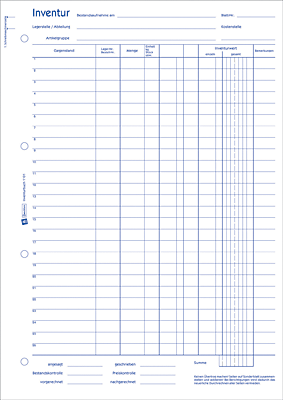 Zweckform Inventurbuch/1101 DIN A4 hoch weiß Inh.50 Blatt