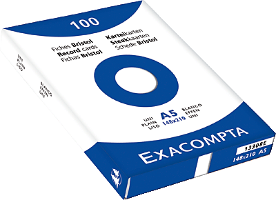 Exacompta Karteikarten, blanko/13308E A5 weiß Inh.100